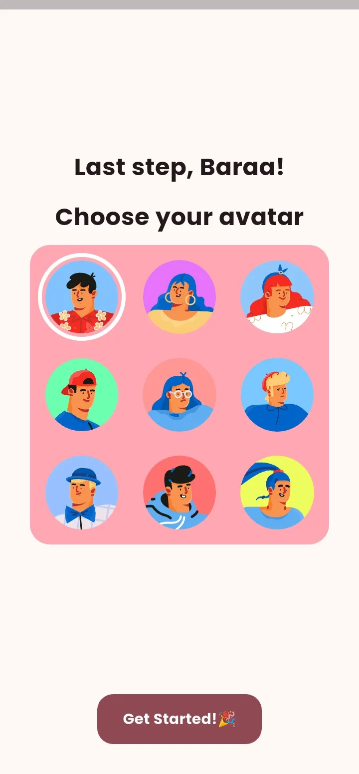 Choose avatar and get started