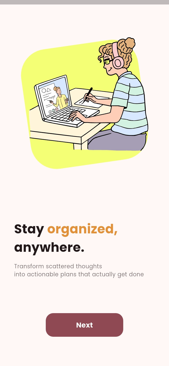 Onboarding — stay organized anywhere