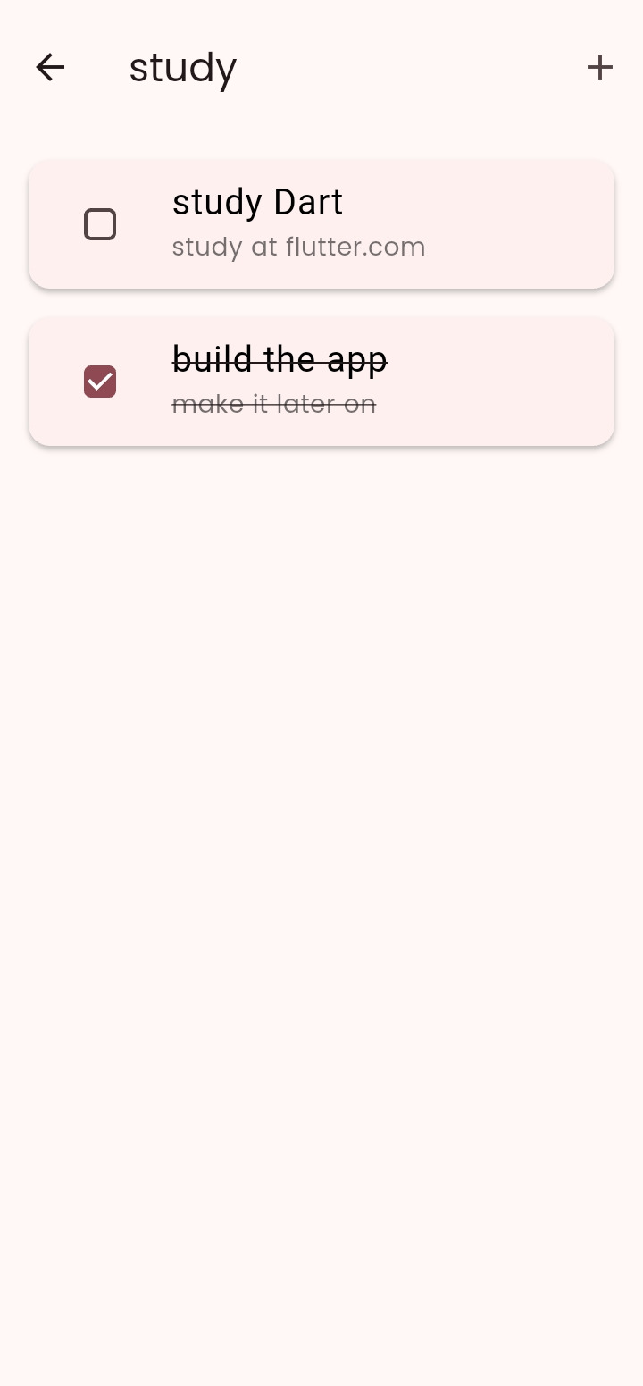 Study folder tasks with checkbox complete states