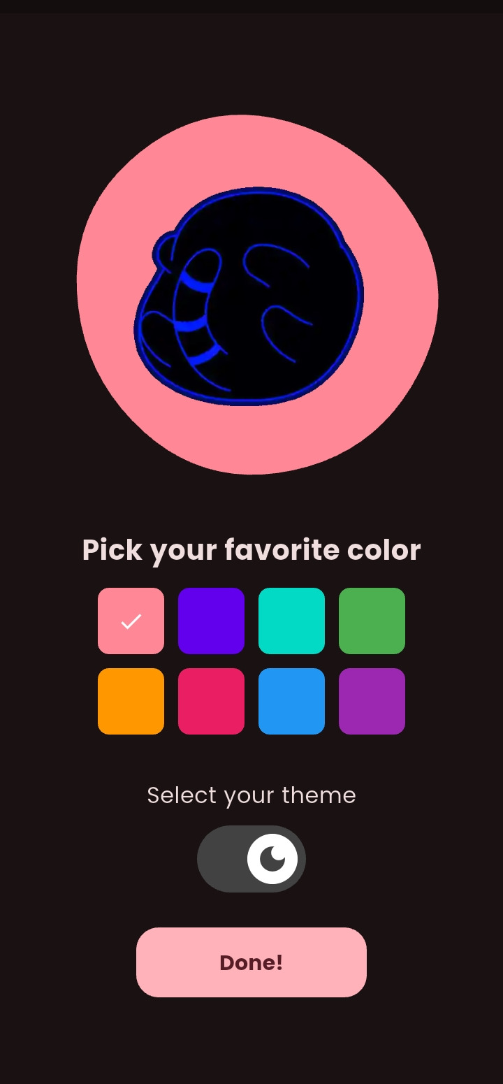 Accent color picker with dark mode enabled